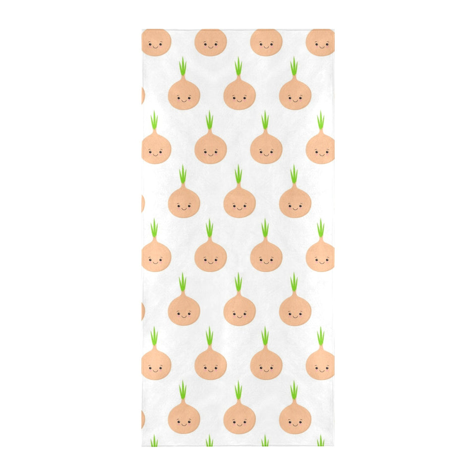 cute onions smiling faces Beach Towel