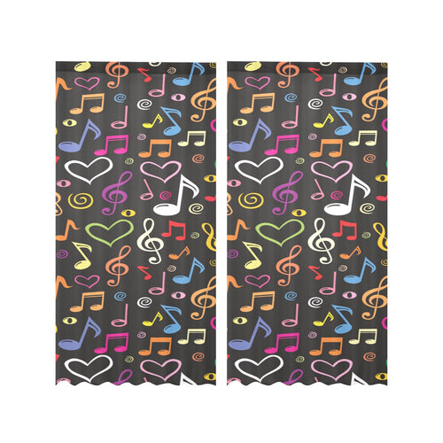 Music Notes Pattern Print Design 02 Gauze Curtain
