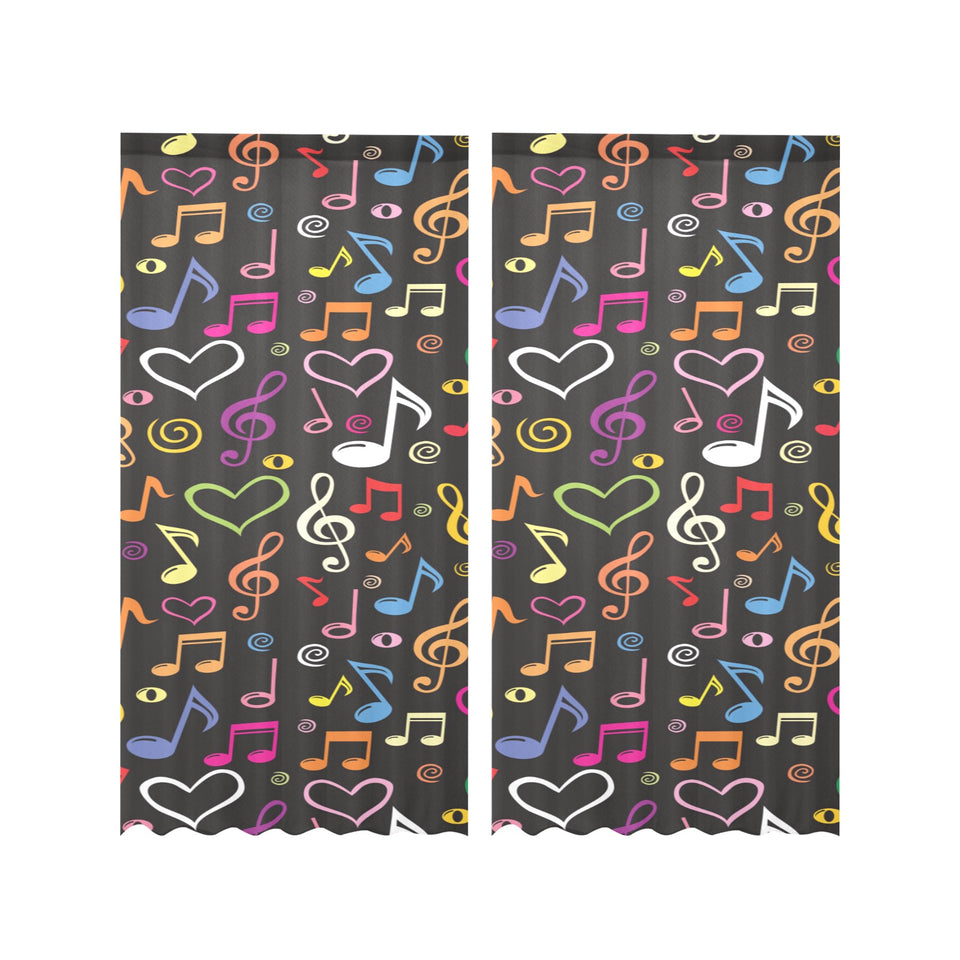 Music Notes Pattern Print Design 02 Gauze Curtain