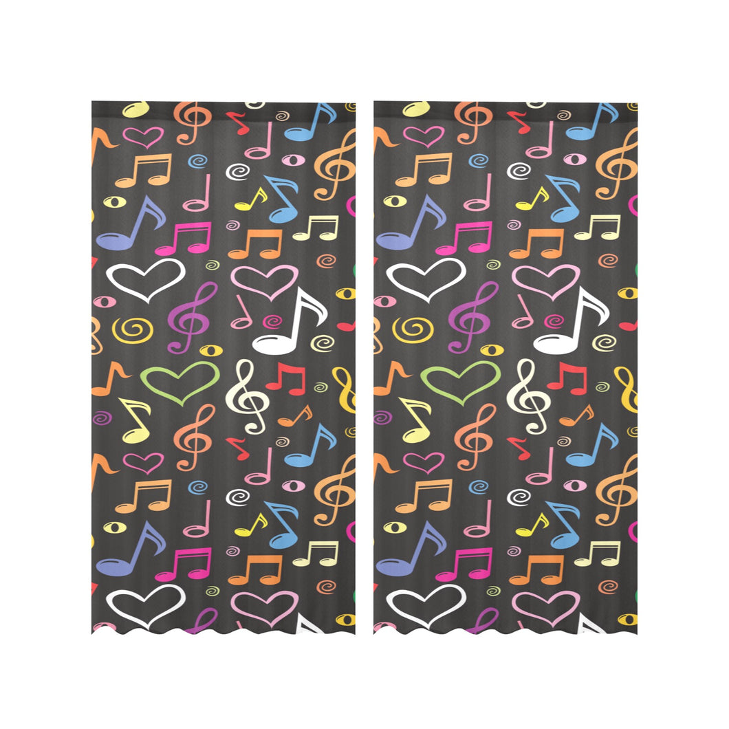 Music Notes Pattern Print Design 02 Gauze Curtain