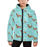 Dachshund decorative background Kids' Boys' Girls' Padded Hooded Jacket