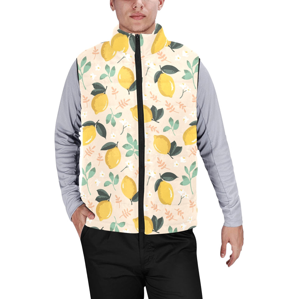 lemon flower leave pattern Men's Padded Vest