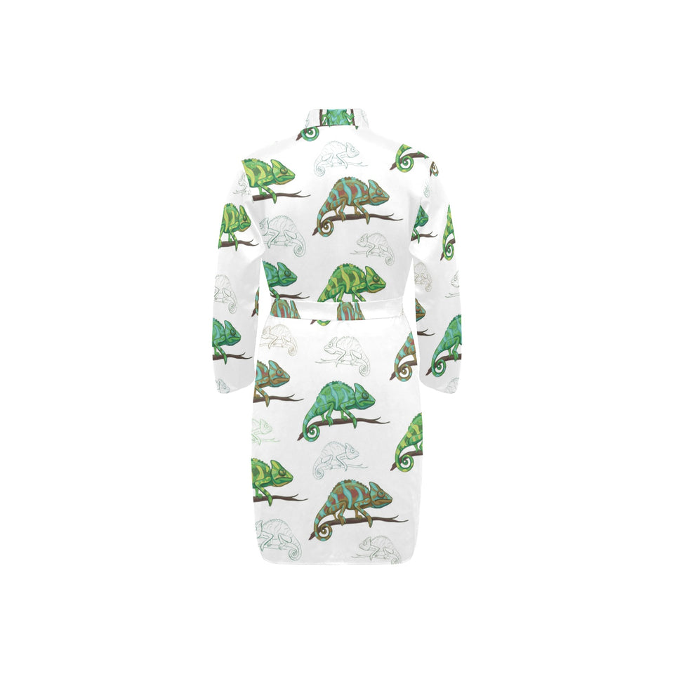 Chameleon lizard pattern Men's Long Sleeve Belted Night Robe
