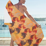red rooster chicken cock pattern Beach Towel