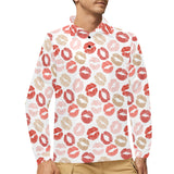 Lips Pattern Print Design 04 Men's Long Sleeve Polo Shirt