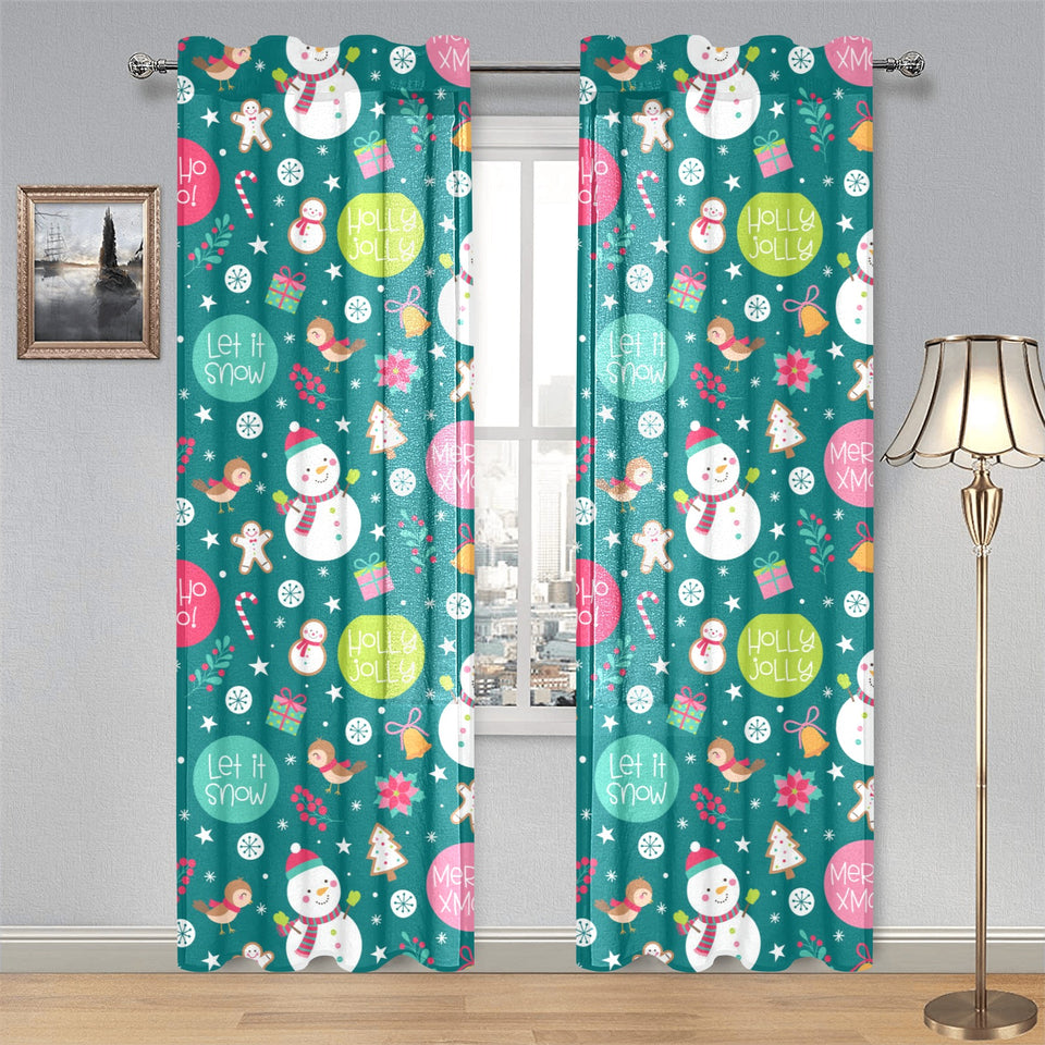 Snowman bird decorative elements christmas pattern Gauze Curtain