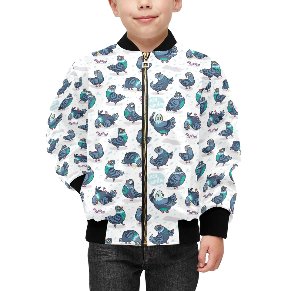 Pigeon Pattern Print Design 02 Kids' Boys' Girls' Bomber Jacket