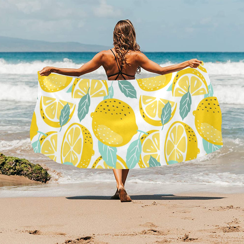 lemon design pattern Beach Towel