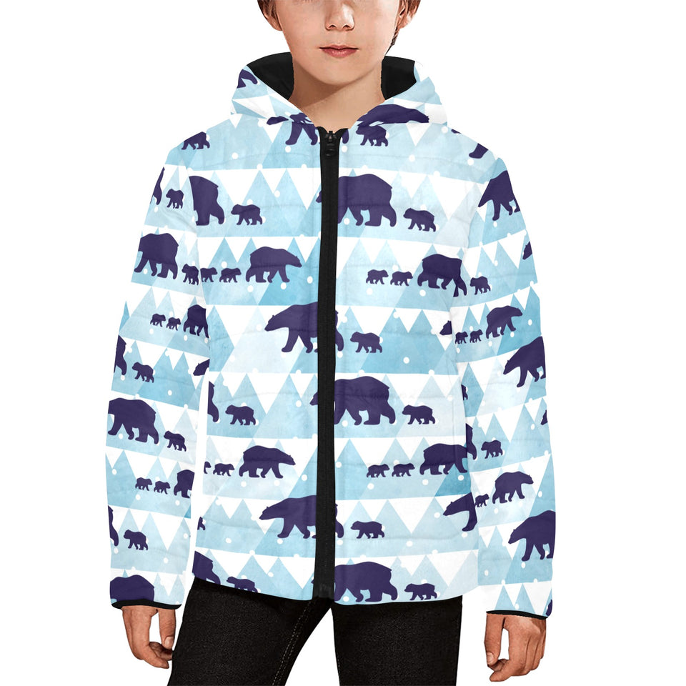 polar bear winter snow pattern Kids' Boys' Girls' Padded Hooded Jacket