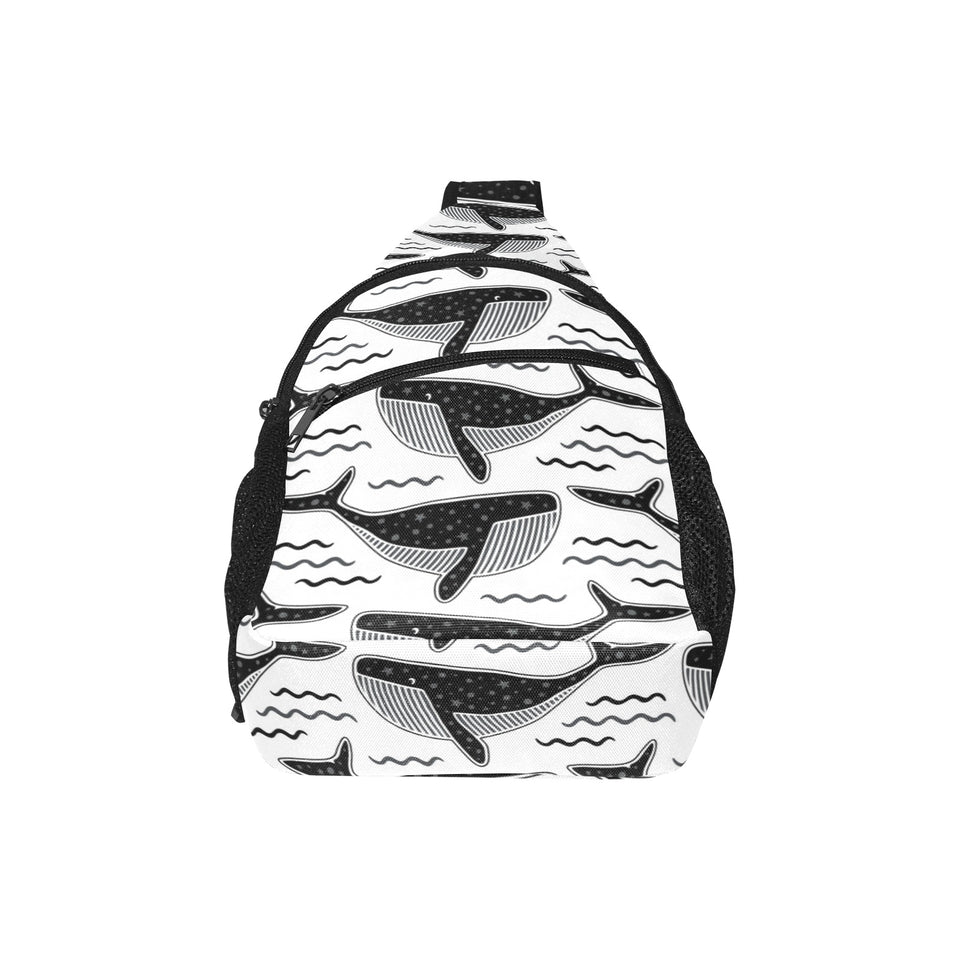 Black whale pattern All Over Print Chest Bag