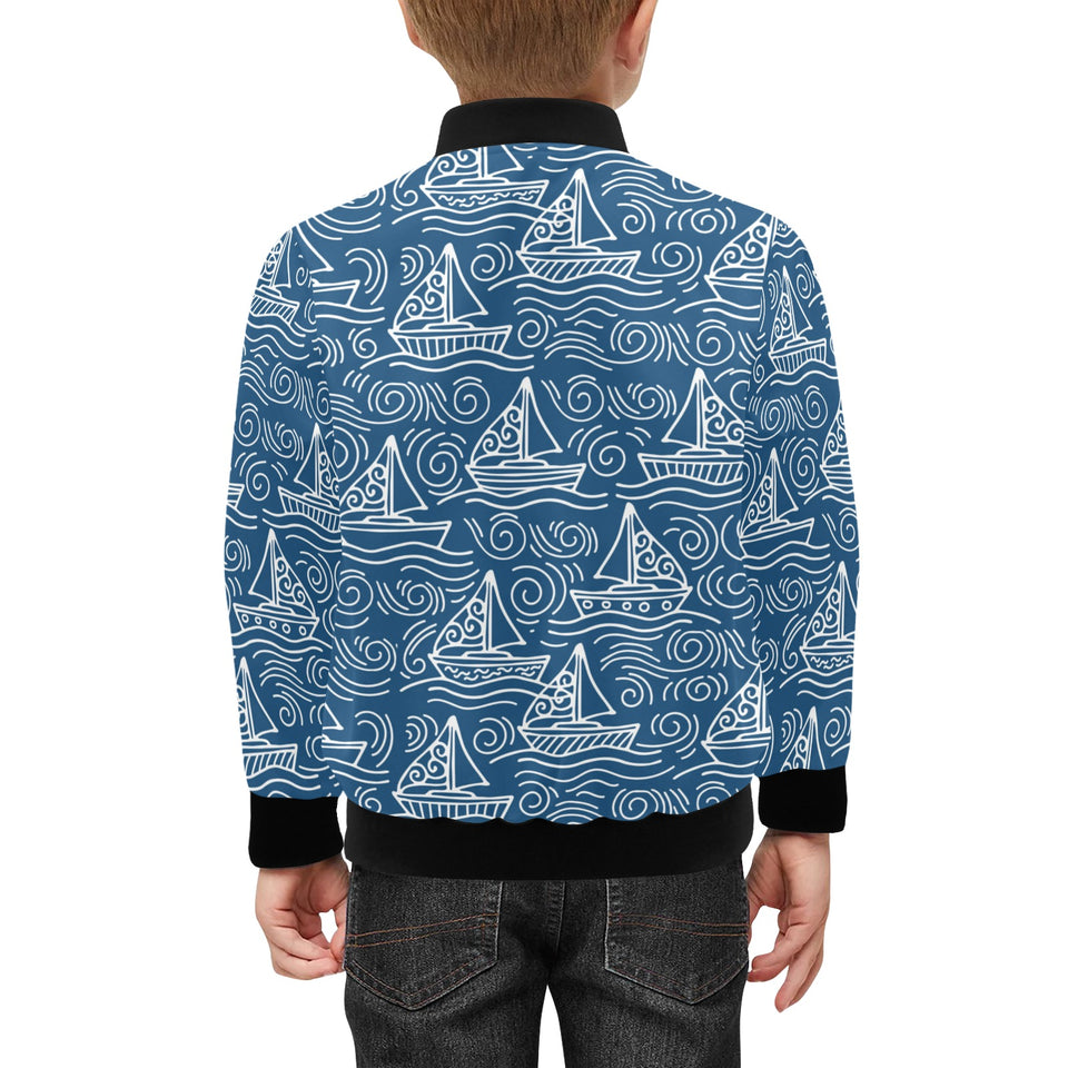 Hand drawn sailboat pattern Kids' Boys' Girls' Bomber Jacket
