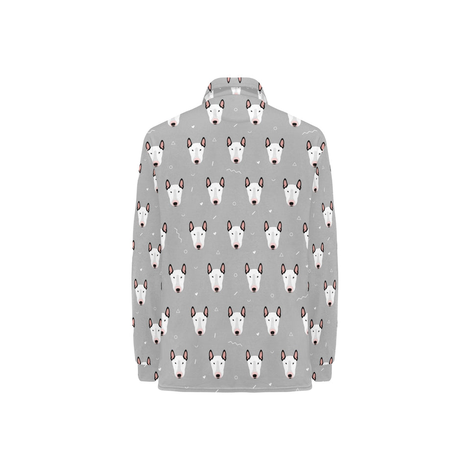 Bull Terrier Pattern Print Design 05 Women's Long Sleeve Polo Shirt