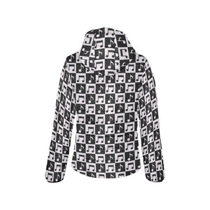 Music Notes Pattern Print Design 01 Women's Padded Hooded Jacket