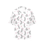 Watercolor cute rabbit pattern Women's All Over Print Hawaiian Shirt