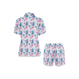 Hummingbird Pattern Print Design 02 Women's V-Neck Short Pajama Set