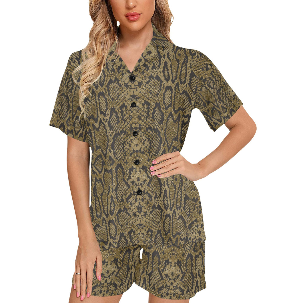 Snake skin pattern Women's V-Neck Short Pajama Set