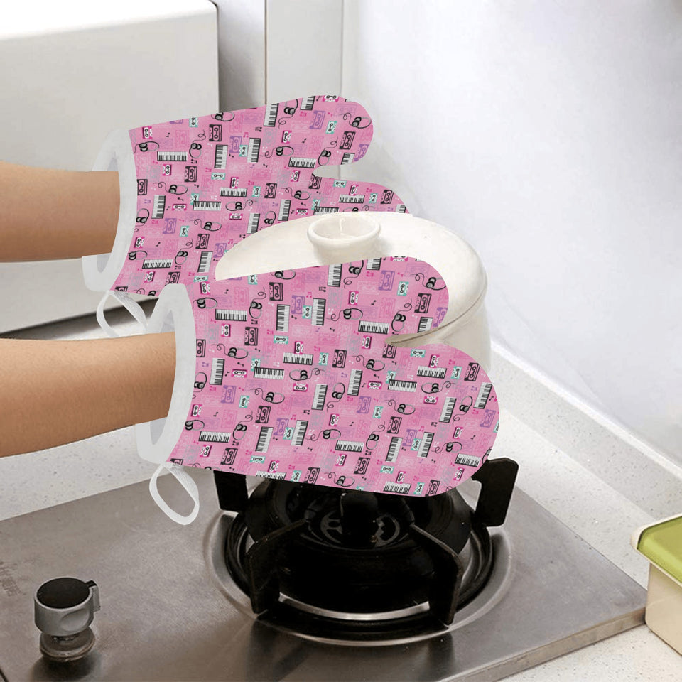 Piano Pattern Print Design 01 Heat Resistant Oven Mitts