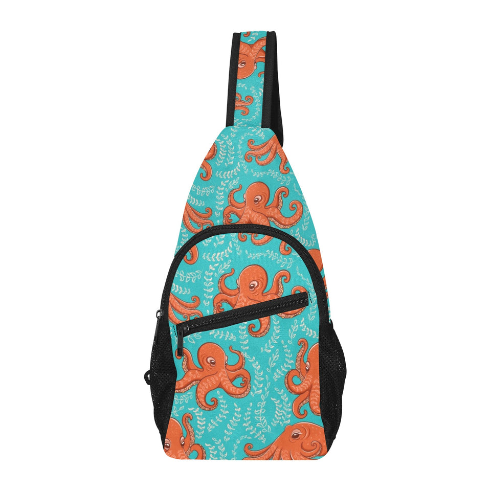 Octopus turquoise background All Over Print Chest Bag