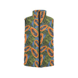 Colorful papaya tropical leaves Women's Padded Vest