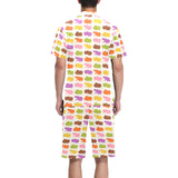 Hippopotamus Pattern Print Design 01 Men's V-Neck Short Pajama Set