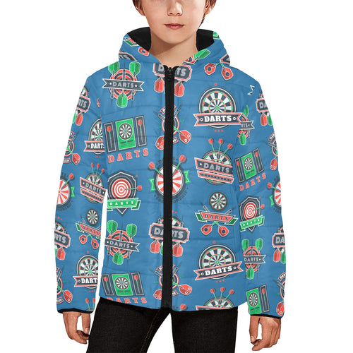 Darts Pattern Print Design 02 Kids' Boys' Girls' Padded Hooded Jacket