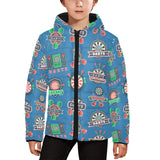 Darts Pattern Print Design 02 Kids' Boys' Girls' Padded Hooded Jacket