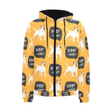 Bull Terrier Pattern Print Design 03 Men's Padded Hooded Jacket