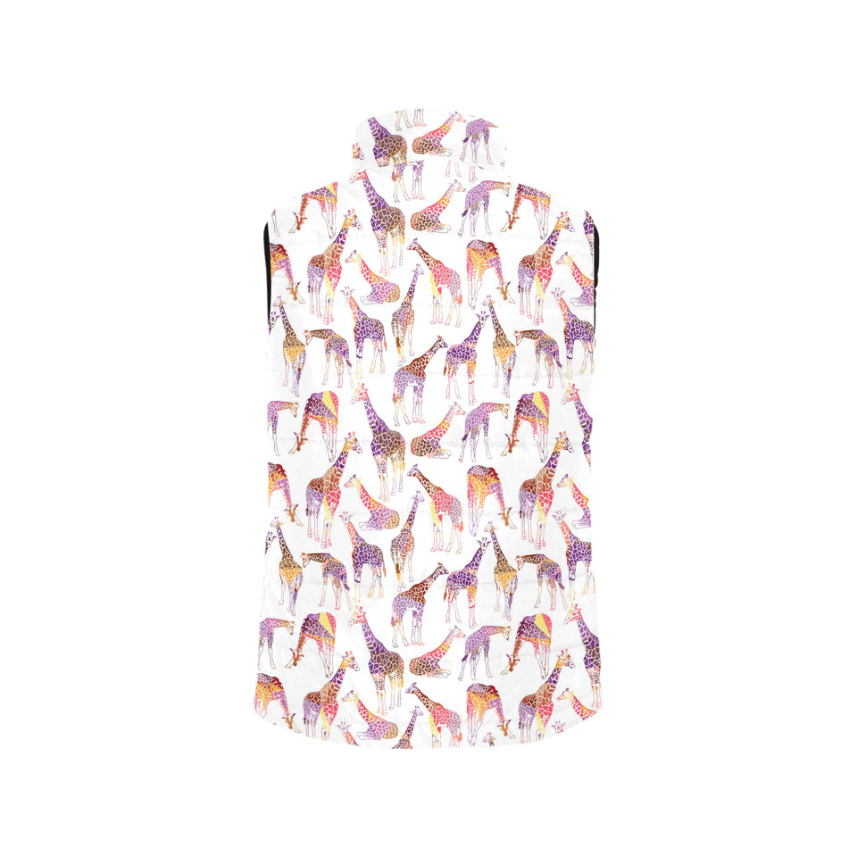 Giraffe Pattern Print Design 02 Women's Padded Vest