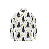 Christmas tree holly snow star pattern Men's Long Sleeve Polo Shirt