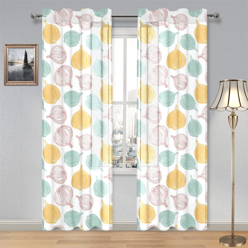 colorful onions white background Gauze Curtain