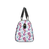 Purple seahorse blue coral pattern Travel Bag