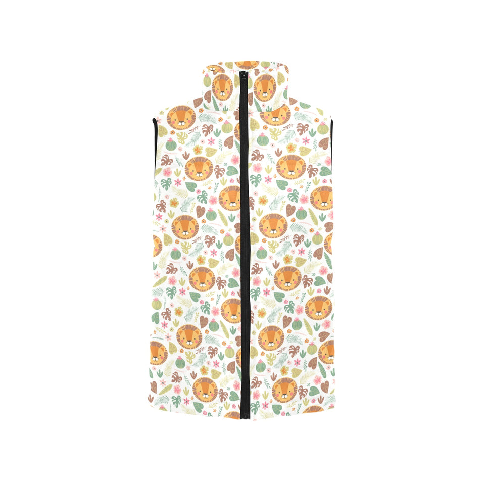 Lion Pattern Print Design 04 Women's Padded Vest