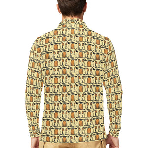 English Bulldog Pattern Print Design 02 Men's Long Sleeve Polo Shirt