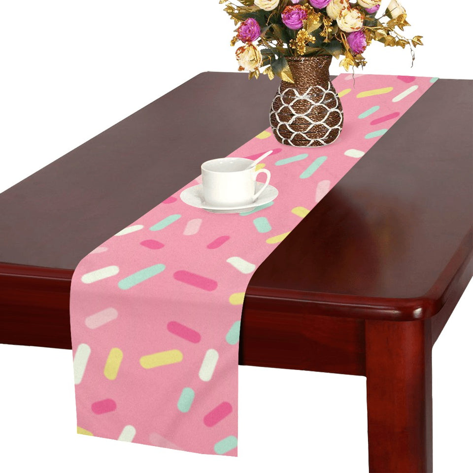 Pink donut glaze candy pattern Table Runner