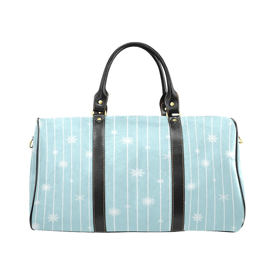 Snowflake pattern blue stripe background Travel Bag