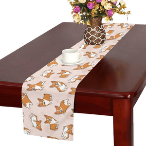 Cute Corgis Pattern pink background Table Runner