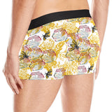 Cool Bee honeycomb leaves pattern Men's All Over Print Boxer Briefs Men's Underwear
