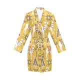 Camels ethnic motif pattern Women's Long Sleeve Belted Night Robe