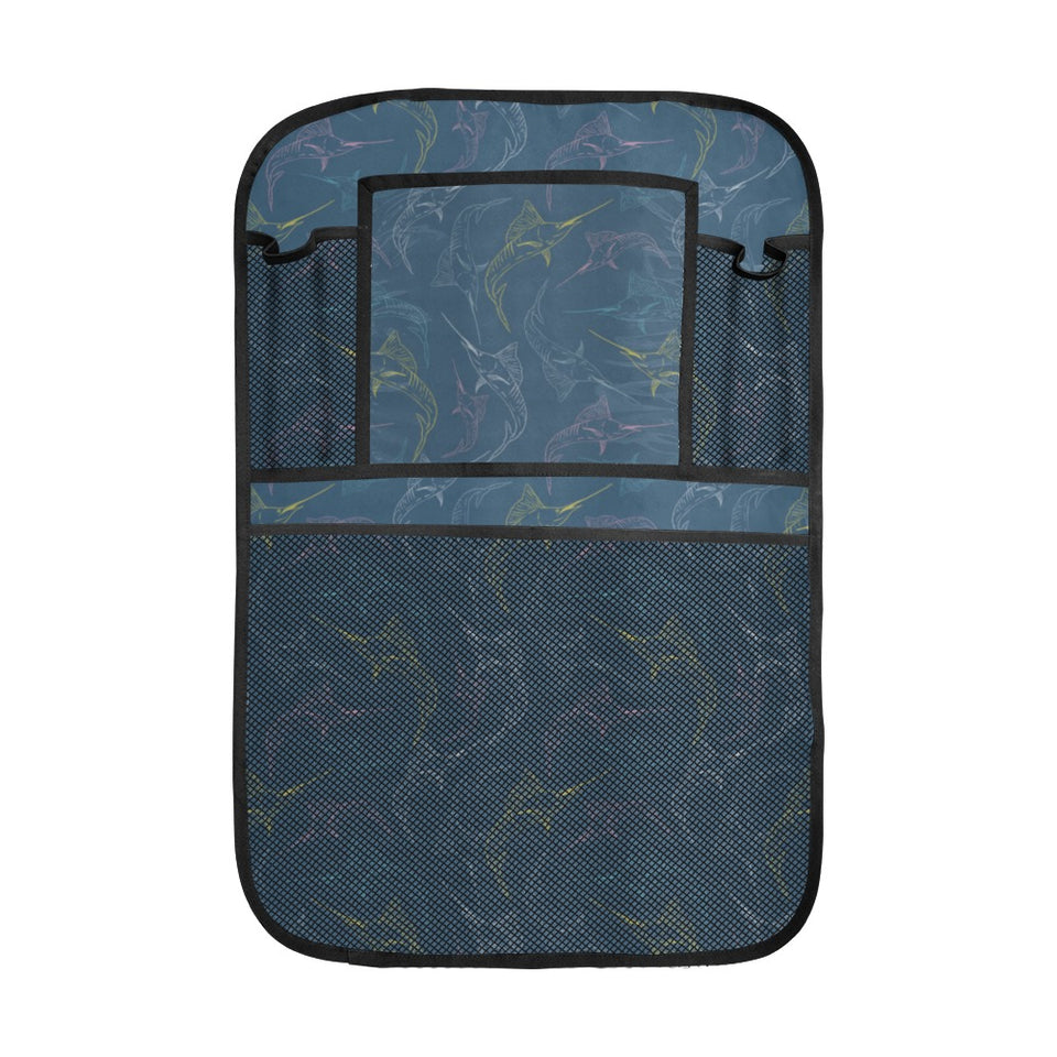 Swordfish Pattern Print Design 02 Car Seat Back Organizer