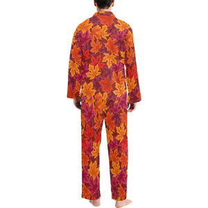 Autumn maple leaf pattern Men's Long Pajama Set