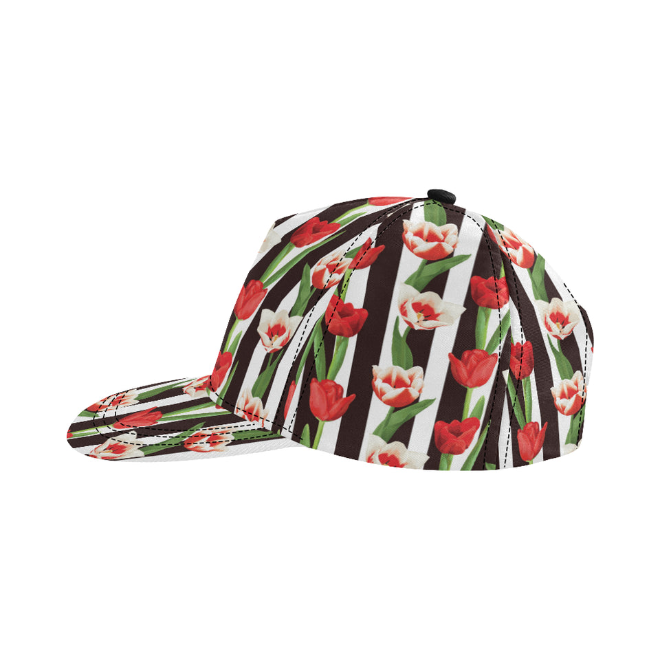 red and white tulips pattern All Over Print Snapback Cap