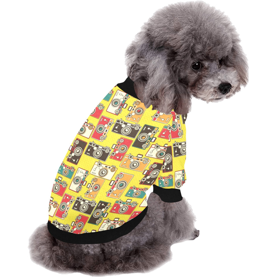 Camera Pattern Print Design 02 All Over Print Pet Dog Round Neck Fuzzy Shirt