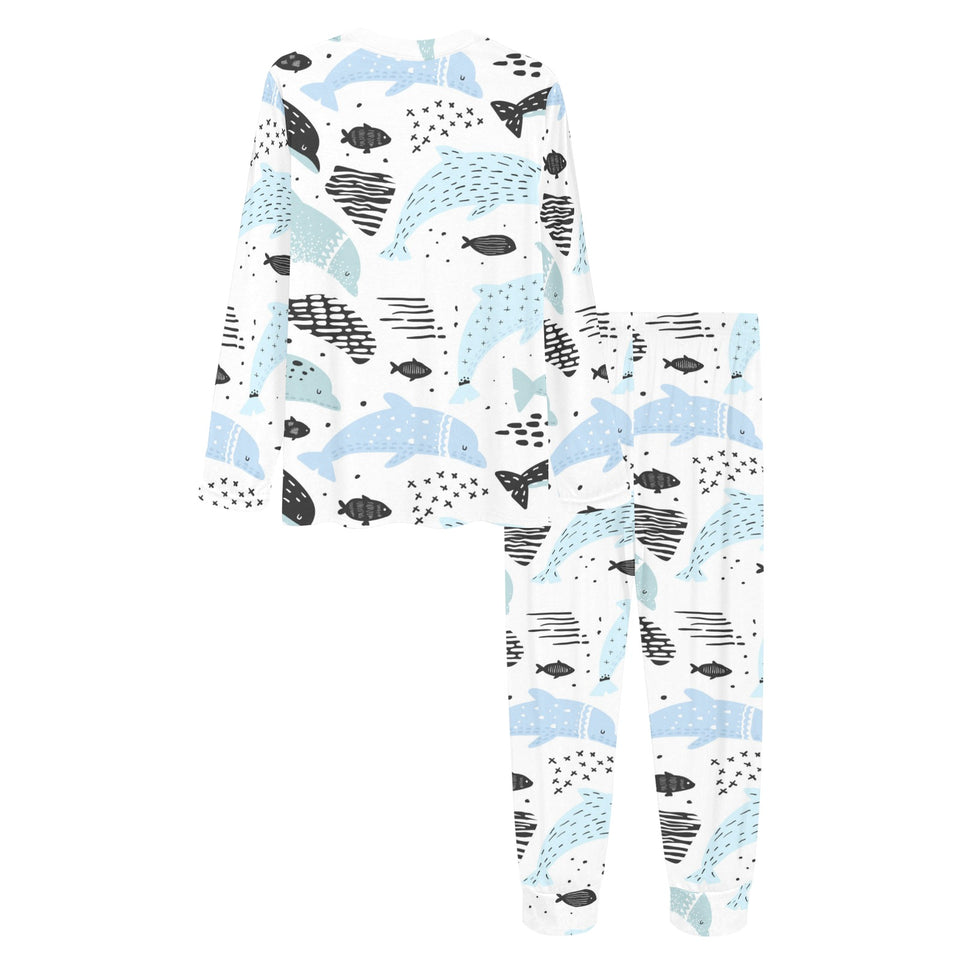 Cute dolphins Childish Style pattern Women's All Over Print Pajama Set