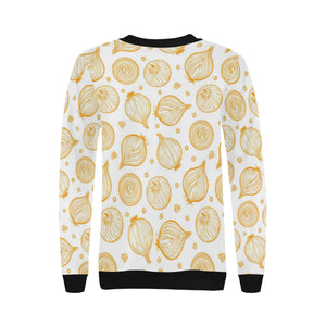 hand drawn onion pattern Women's Crew Neck Sweatshirt