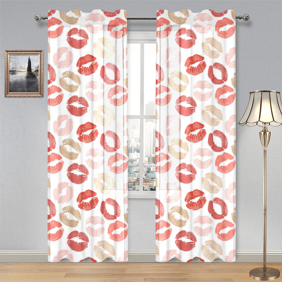 Lips Pattern Print Design 04 Gauze Curtain