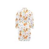 cute tribal fox pattern Men's Long Sleeve Belted Night Robe