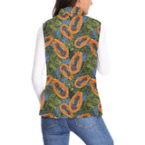 Colorful papaya tropical leaves Women's Padded Vest