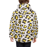Gray Leopard print pattern Kids' Boys' Girls' Padded Hooded Jacket