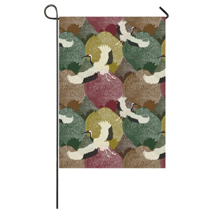 Japanese cranes flying forest dot pattern House Flag Garden Flag