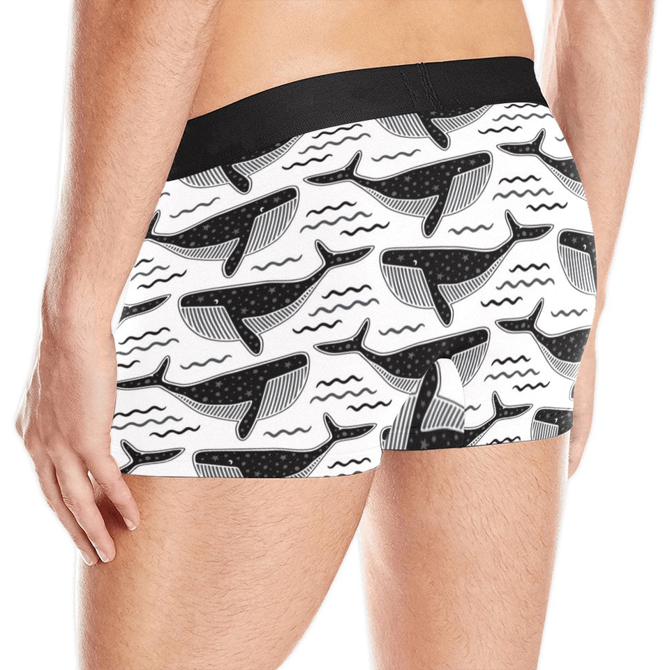 Black whale pattern Men's All Over Print Boxer Briefs Men's Underwear